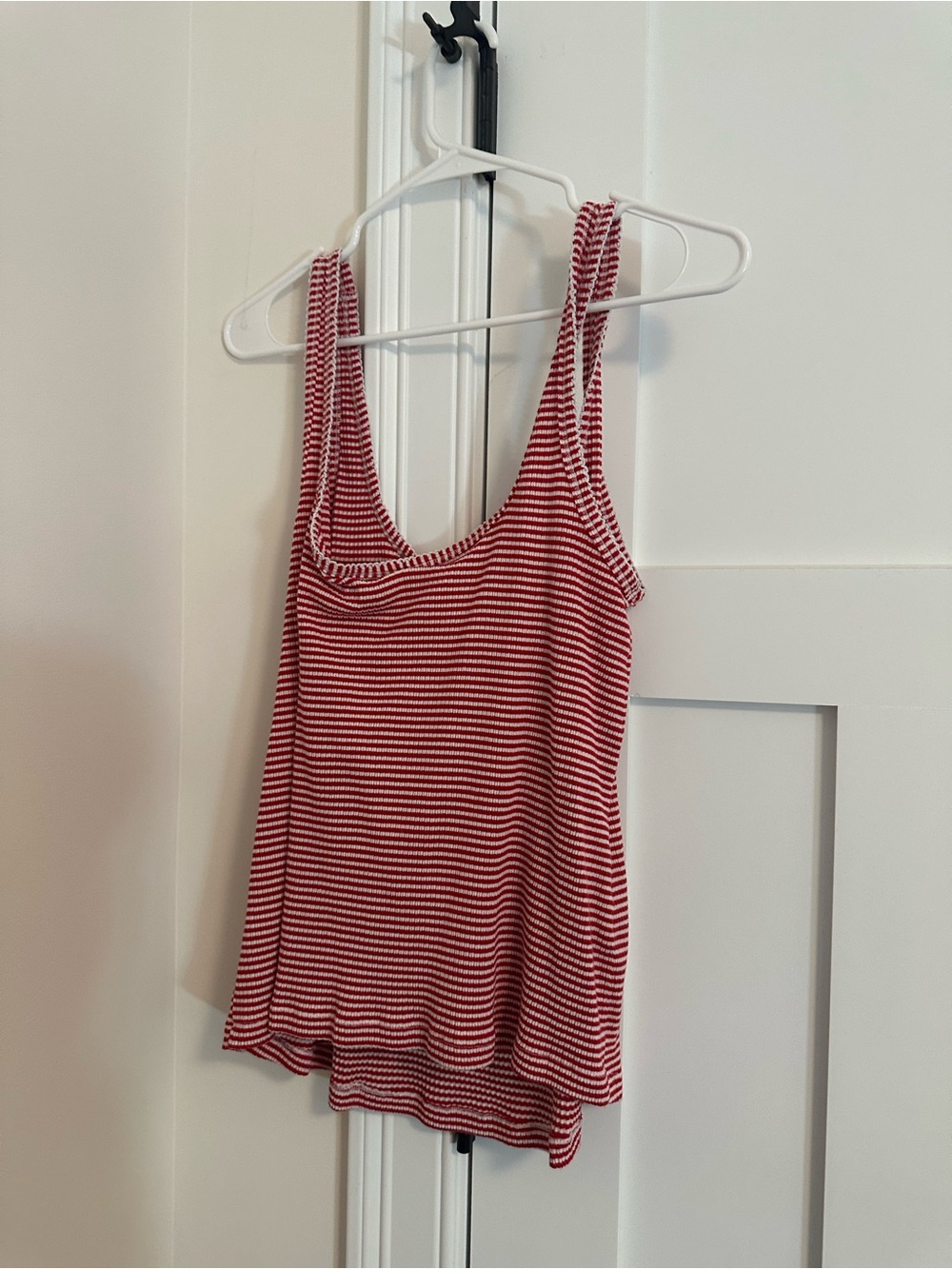 Universal Thread Red & White Striped Ribbed Scoop Tank Top - Picture 7 of 8